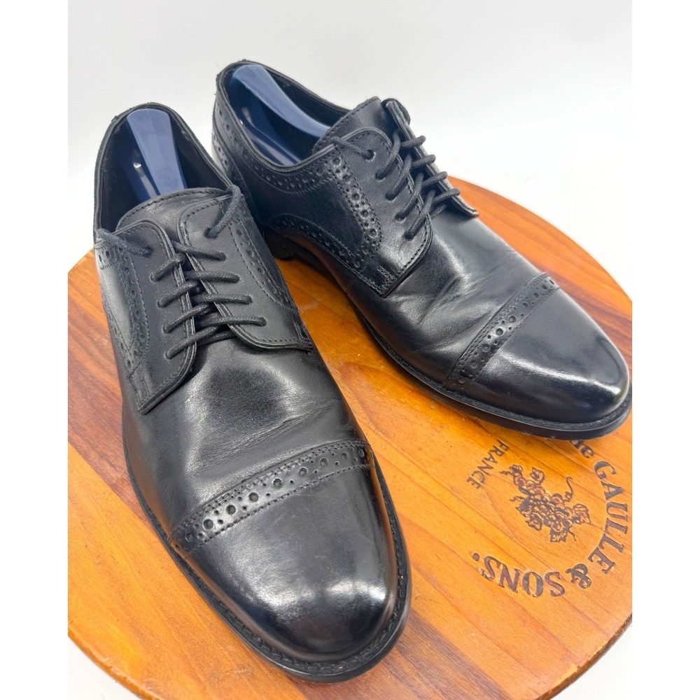 Nunn Bush Norcross Dress Shoe Mens 9 Black Leather Cap Toe Brogue Oxford Comfort